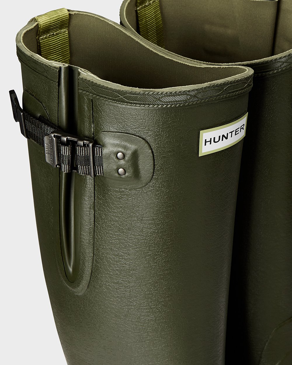 Mens Hunter Tall Rain Boots Dark Olive - Balmoral Side Adjustable - 2690751-OX